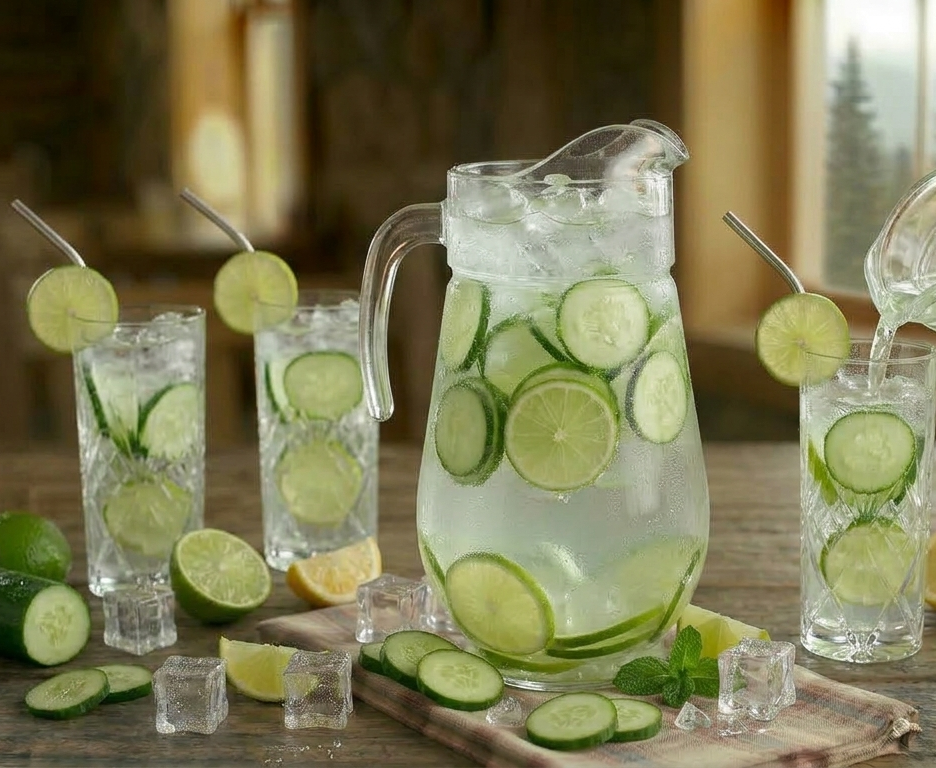Jarra de Agua de Pepino con Limón